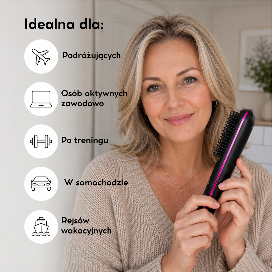 FALENA Mobile - Przenośna Szczotka-Prostownica 2w1